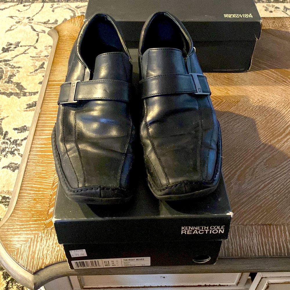 Kenneth Cole The Right Moves Black Leather Dress Shoes Size 11.5